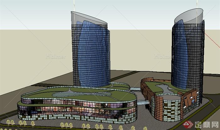 某现代风格高层商业建筑设计方案SU模型6
