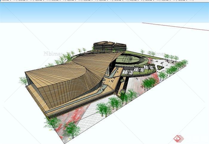 现代风格独特造型学校教育建筑设计su模型[原创]