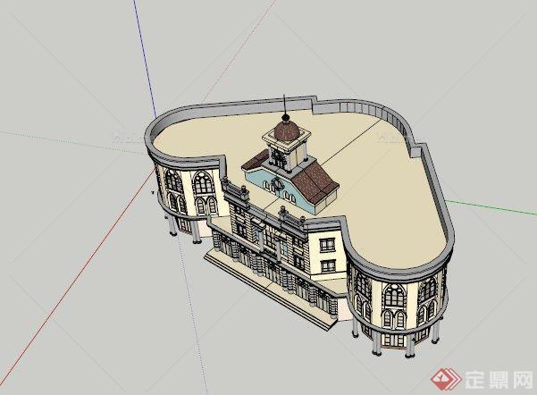 某欧式心形办公建筑设计SU模型