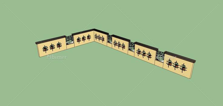 建筑构件-围墙(81110)su模型下载