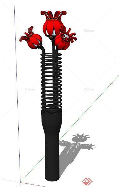 园林景观弹簧花朵灯su模型