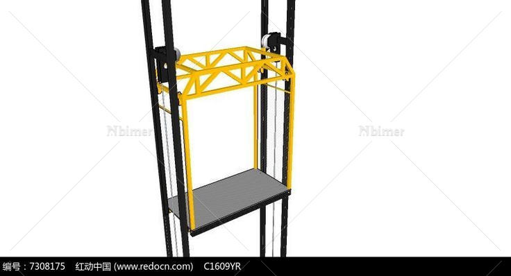 工业工地升降机电梯SU模型