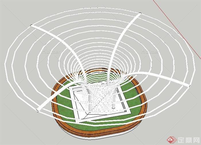 现代风格圆环形景观架设计su模型