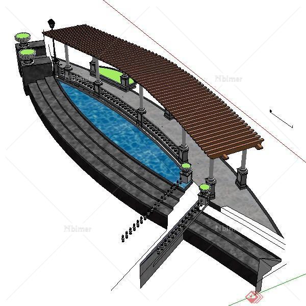 某喷泉、花架设计方案su模型6