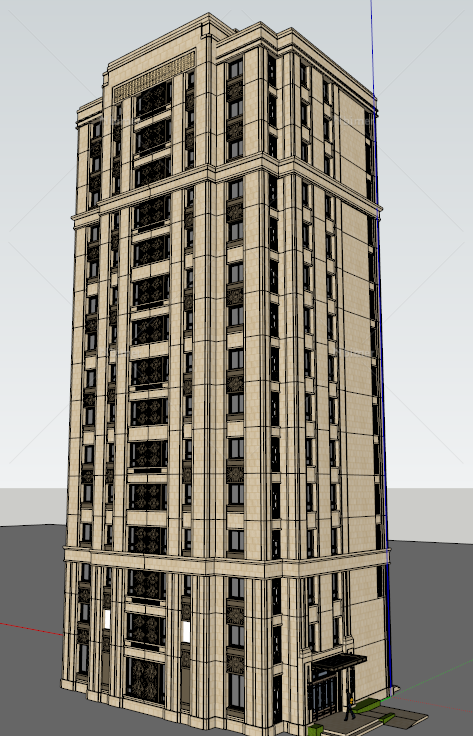 某欧式风格公寓楼建筑方案设计SU模型[原创]