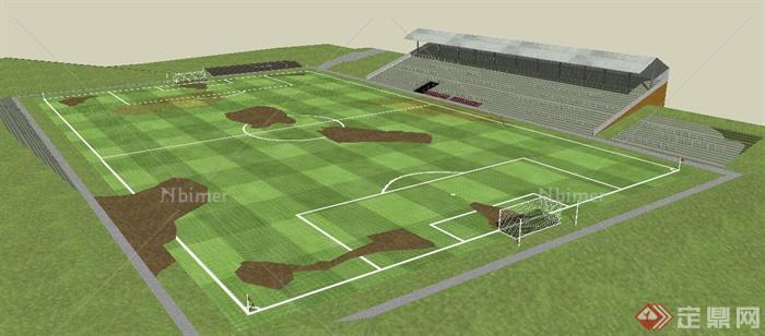 现代露天足球场地su模型