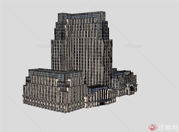 现代风格多层、高层办公楼建筑设计su模型[原创]