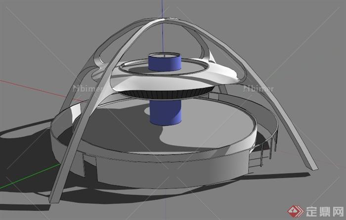 现代简约候机大厅建筑设计su模型