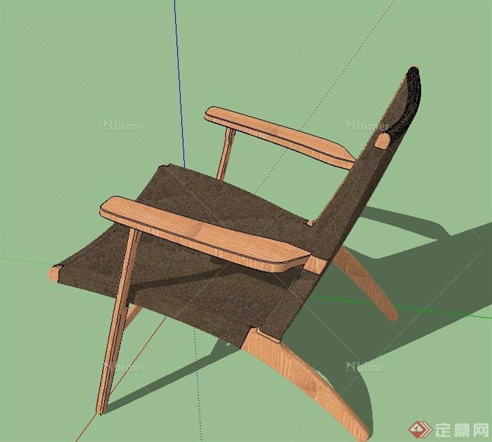 室内木质休闲座椅设计SU模型