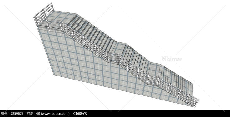 格子楼梯su模型