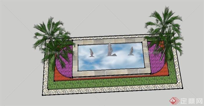 某景观节点喷泉水池景观设计su模型