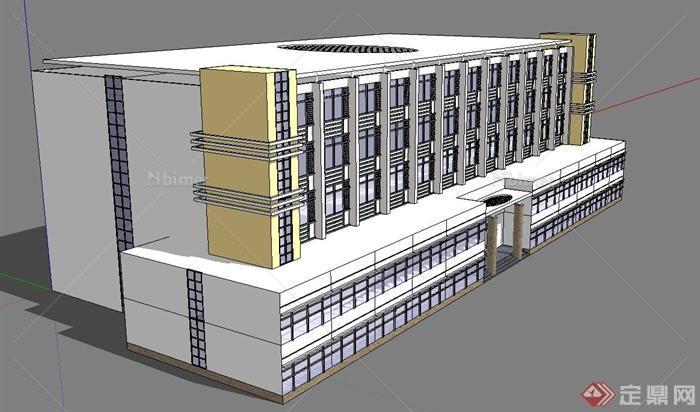 现代风格五层宿舍楼建筑设计SU模型