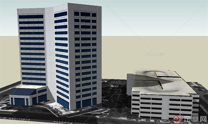 现代多层及高层办公楼建筑设计su模型