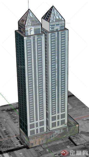 双子办公大厦建筑设计SU模型