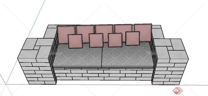 某砖砌沙发设计SU模型