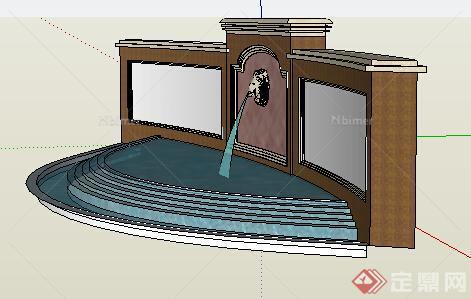 园林景观之欧式水景墙设计su模型