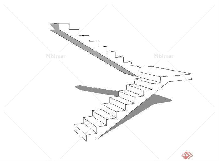 现代无材质建筑楼梯设计SU模型[原创]