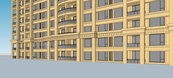 新古典风格小高层住宅楼(78791)su模型下载