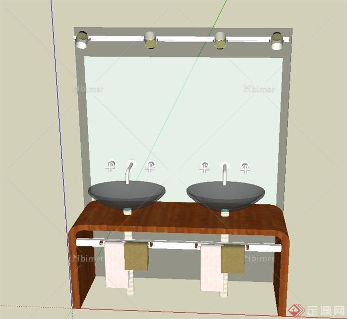 现代风格室内洗手台设计SU模型