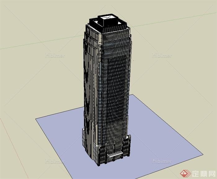 新古典风格详细高层办公大厦楼设计su模型[原创]