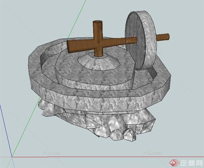 园林景观节点磨盘小品设计SU模型