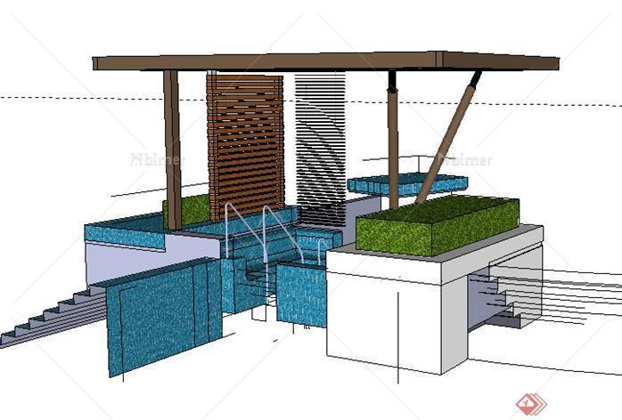 某地下车库人行出口景观亭子设计SketchUp(SU)3D