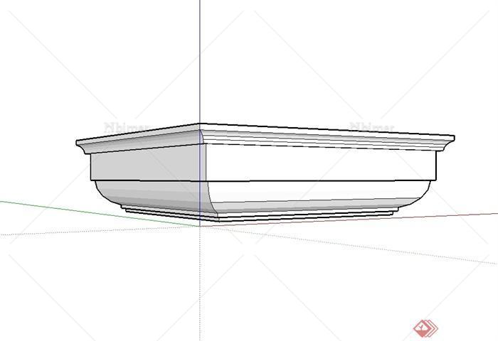 某现代风格方形柱子基座设计su模型[原创]