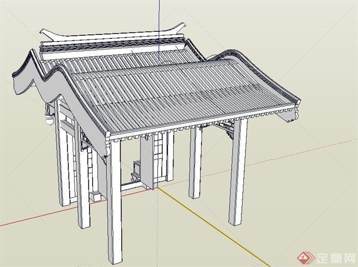 古典中式入口小锤门设计SU模型