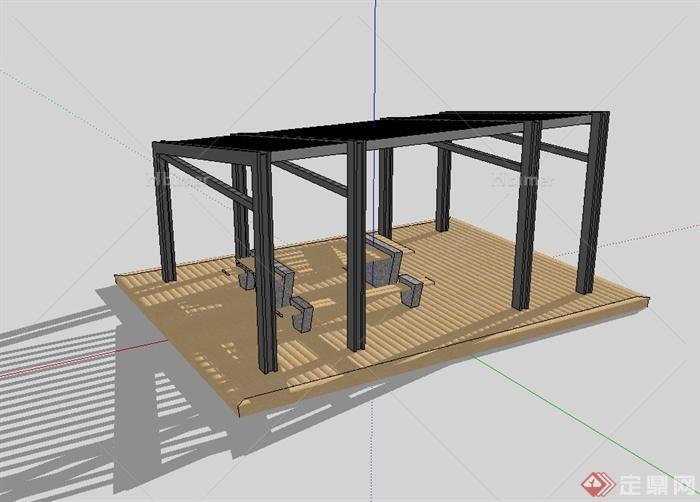 现代风格廊架独特设计SU模型[原创]