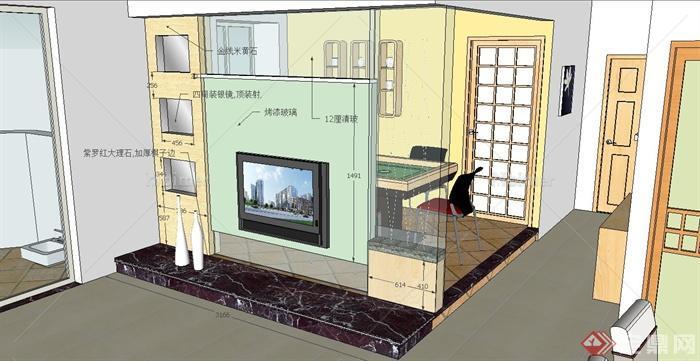 某现代精致室内家装饰设计su模型