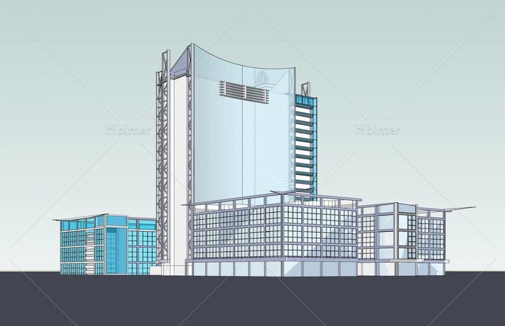 现代高层商业办公楼(46604)su模型下载