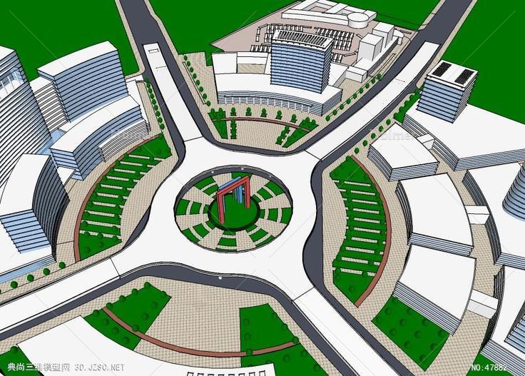 交叉口城市设计SU2城市规划 su模型 3d规划