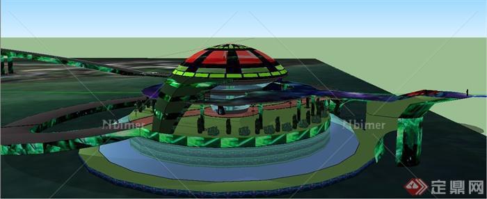 现代科技馆建筑设计su模型