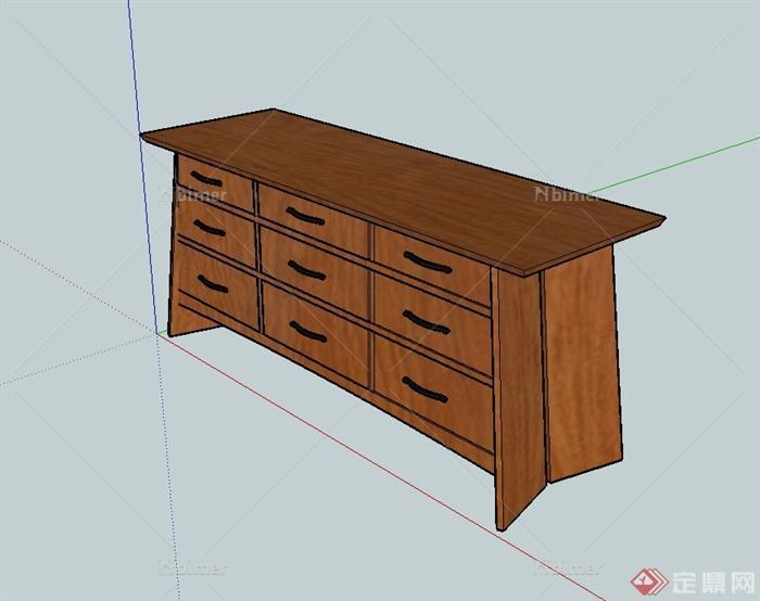 某现代中式风格木桌子设计su模型[原创]