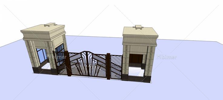 新古典风格小区大门(75150)su模型下载