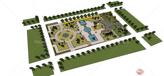 小型公园景观设计SU模型