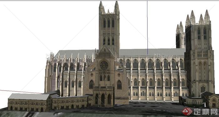 某英式风格国家大教堂建筑设计SU模型