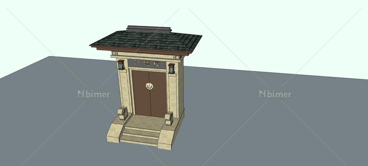 中式庭院大门(82249)su模型下载