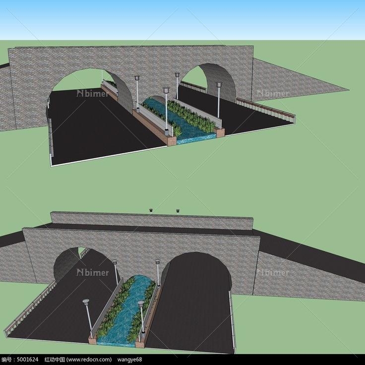 美观大方石拱桥SU模型