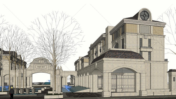 多层住宅区入口大门设计方案sketchup模型