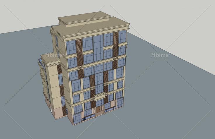 简欧风格多层住宅楼(51561)su模型下载