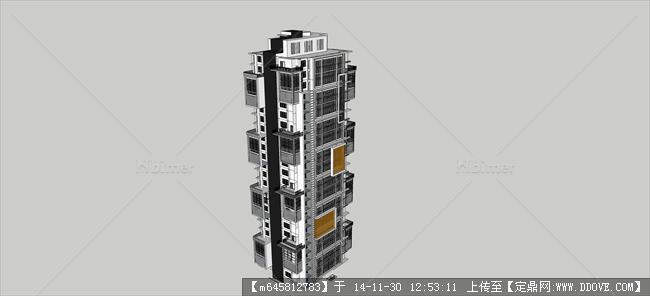 高层住宅楼单体建筑设计su模型