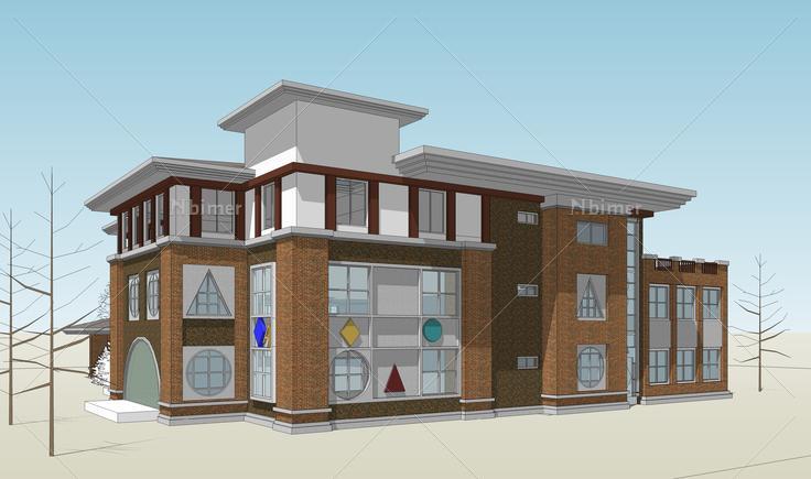 欧式风格幼儿园sketchup模型