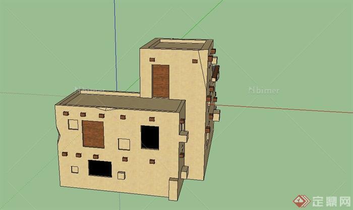 某欧式集装箱式组合住宅建筑设计SU模型