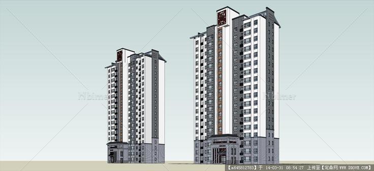 Sketch Up 精品模型---中式高层住宅楼