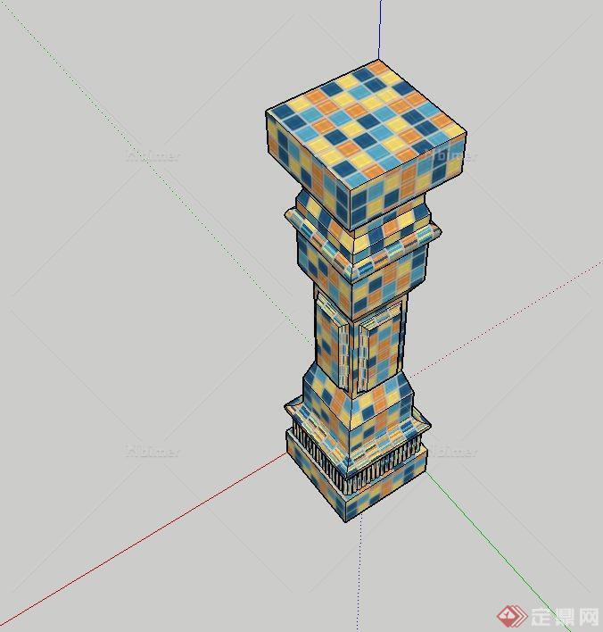现代马赛克景观柱设计su模型