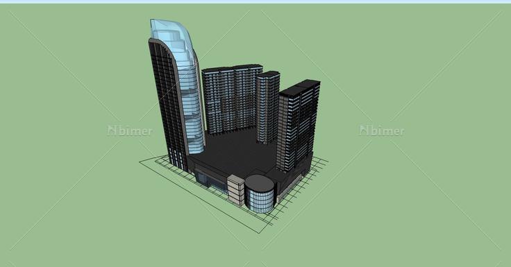 现代高层办公大厦(70907)su模型下载