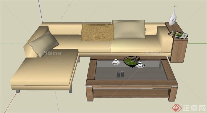 现代某住宅空间沙发组合设计SU模型