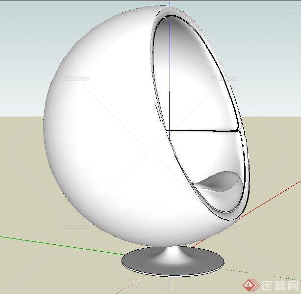 简约圆球沙发座椅su模型[原创]
