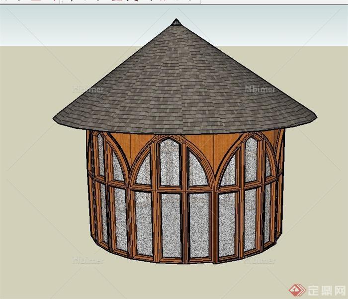 某圆形封闭式亭子设计SU模型